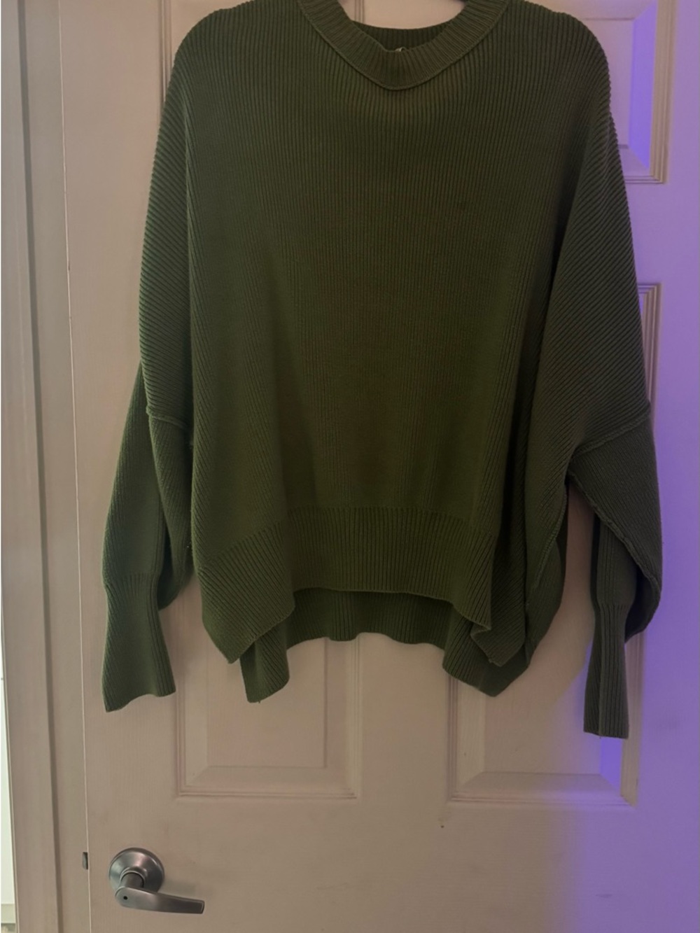 Free People Relaxed Olive Green Women's Ribbed Sweater - Picture 3 of 5